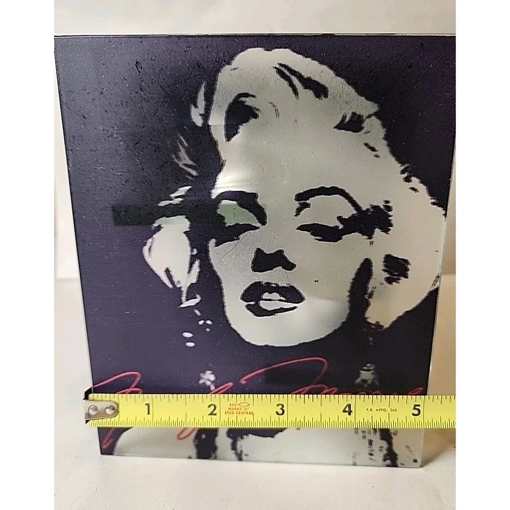 Vintage Marilyn Monroe Frosted Glass Square Candle Holder Black &‎ White Rare